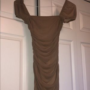 Beige bodycon mini dress